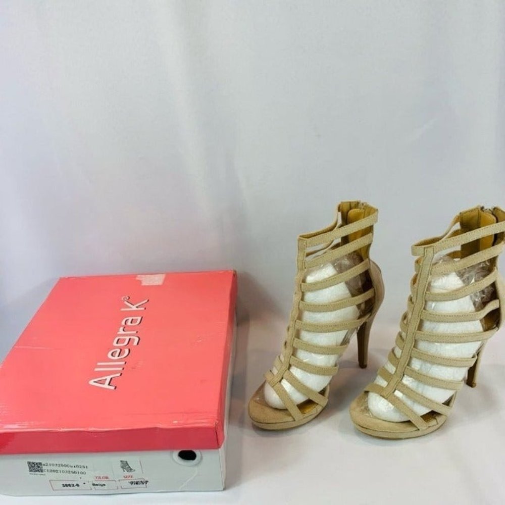 Brand New Size 7 Beige Caged Heels
